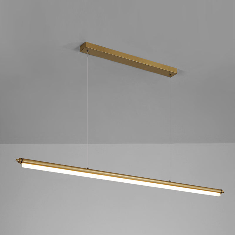 Modern Metal Island Light Linear 1-Head Restaurant Hanging Lamp with Acrylic Shade