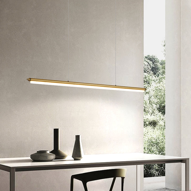 Modern Metal Island Light Linear 1-Head Restaurant Hanging Lamp with Acrylic Shade