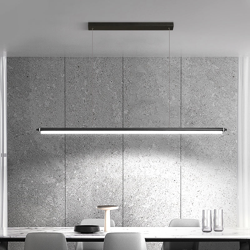 Modern Metal Island Light Linear 1-Head Restaurant Hanging Lamp with Acrylic Shade