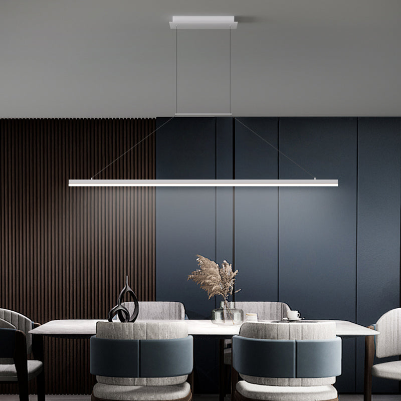 Modern Metal Island Light Linear 1-Head Restaurant Hanging Lamp with Silica Gel Shade