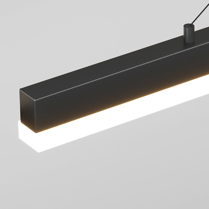 Modern Metal Island Light Linear 1-Head Restaurant Hanging Lamp with Silica Gel Shade