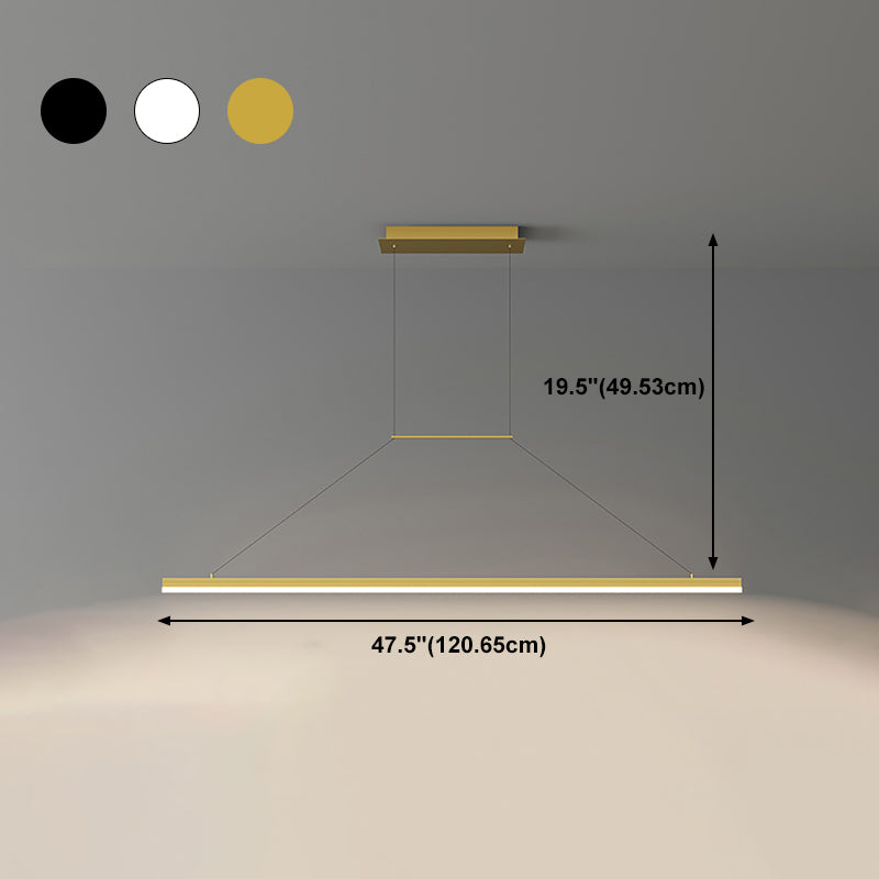 Modern Metal Island Light Linear 1-Head Restaurant Hanging Lamp with Silica Gel Shade