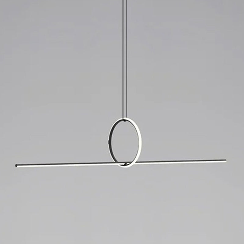 Modern Style Linear Shape Island Lights Metal 2 Light Pendant Lights in Black