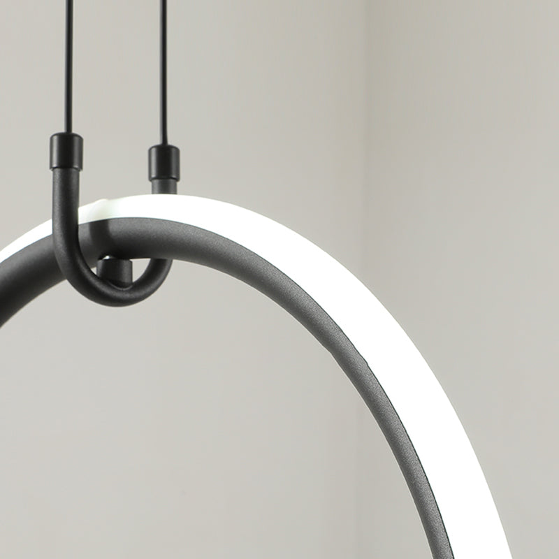 Modern Style Linear Shape Island Lights Metal 2 Light Pendant Lights in Black