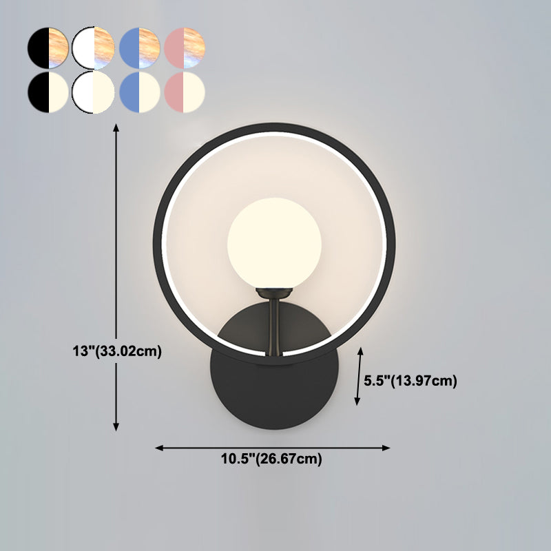 Ball Shade Metal Wall Sconce Modern Style Single Light Wall Mounted Light