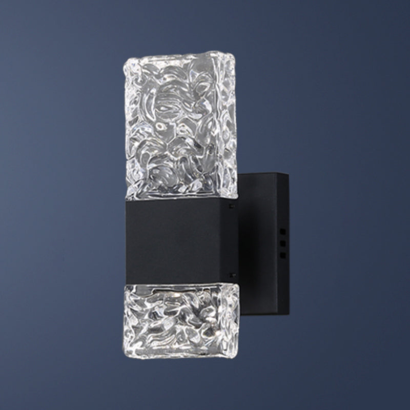 Nordic Style Metal Wall Light Cuboid LED Wall Sconce with Crystal for Bedroom