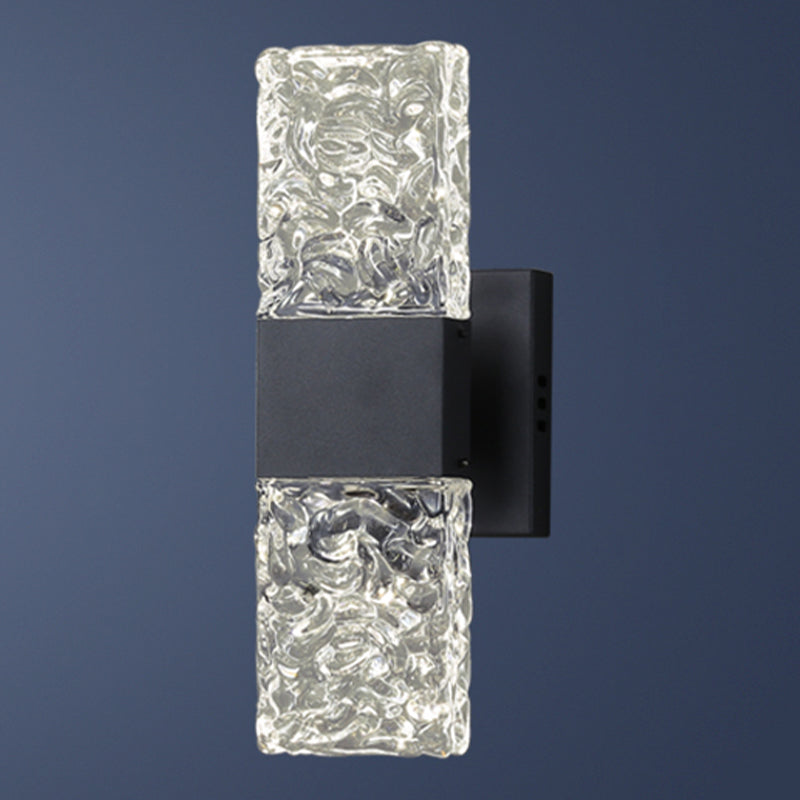 Nordic Style Metal Wall Light Cuboid LED Wall Sconce with Crystal for Bedroom