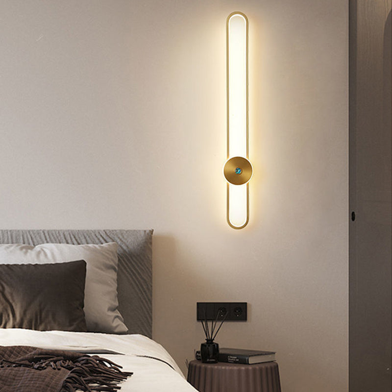 Metal Linear Shape Wall Light Modern Style 1-Light Wall Mount Light Fixture