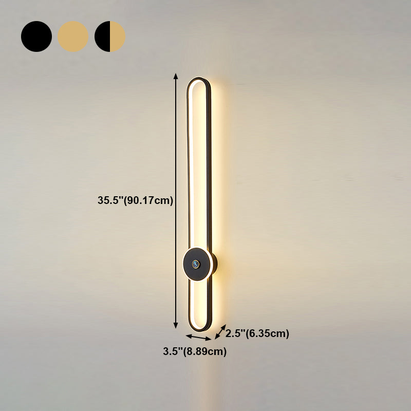 Metal Linear Shape Wall Light Modern Style 1-Light Wall Mount Light Fixture