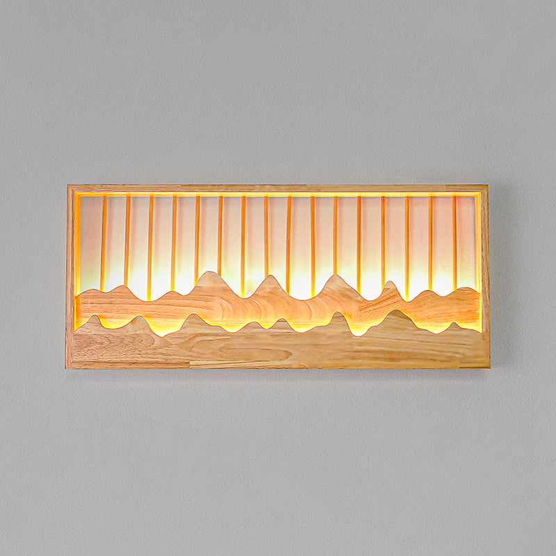 Modern Style Wooden Wall Sconce Simple LED Wall Mount Lamp for Living Room