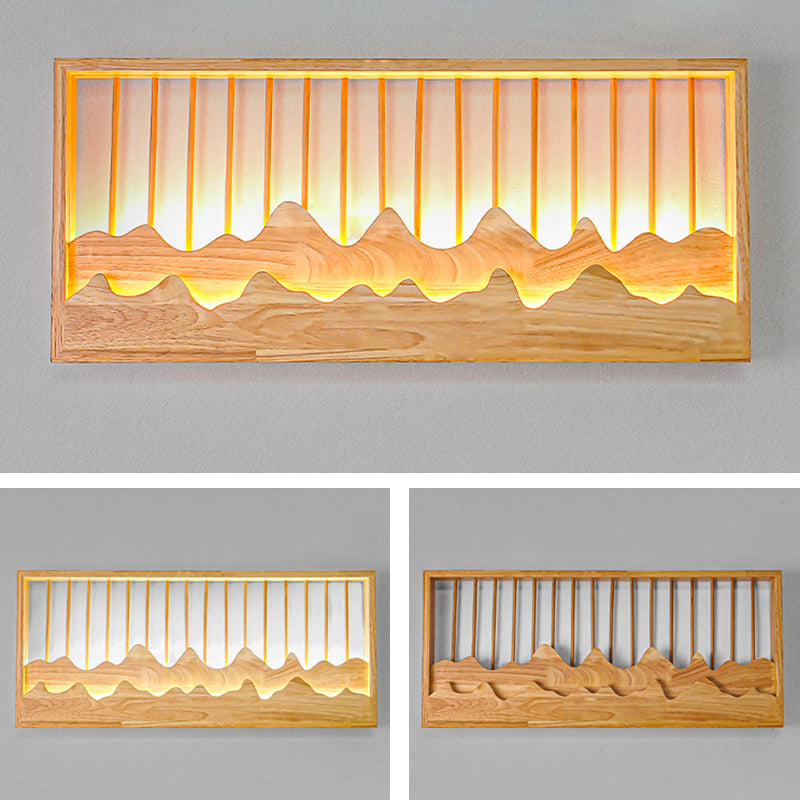 Modern Style Wooden Wall Sconce Simple LED Wall Mount Lamp for Living Room