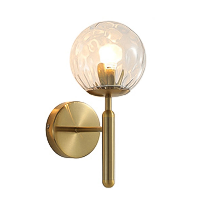 1-Light Metal Wall Sconce Modern Simple Wall Mount Lamp with Glass Shade for Bedroom