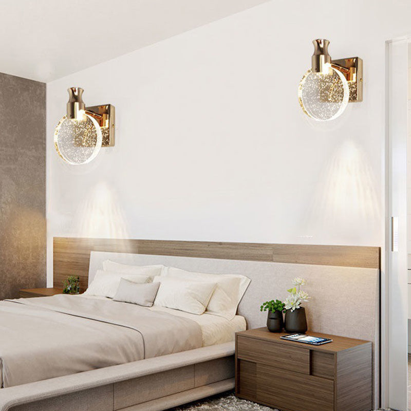 Light Luxury Crystal Wall Light Modern Simple Circle Led Wall Lamp for Living Room