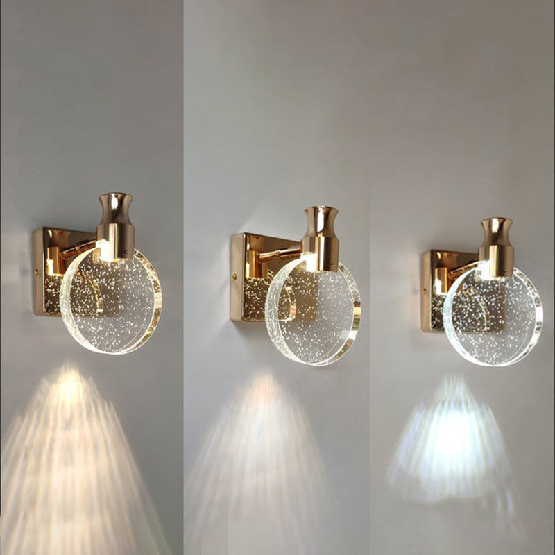 Light Luxury Crystal Wall Light Modern Simple Circle Led Wall Lamp for Living Room
