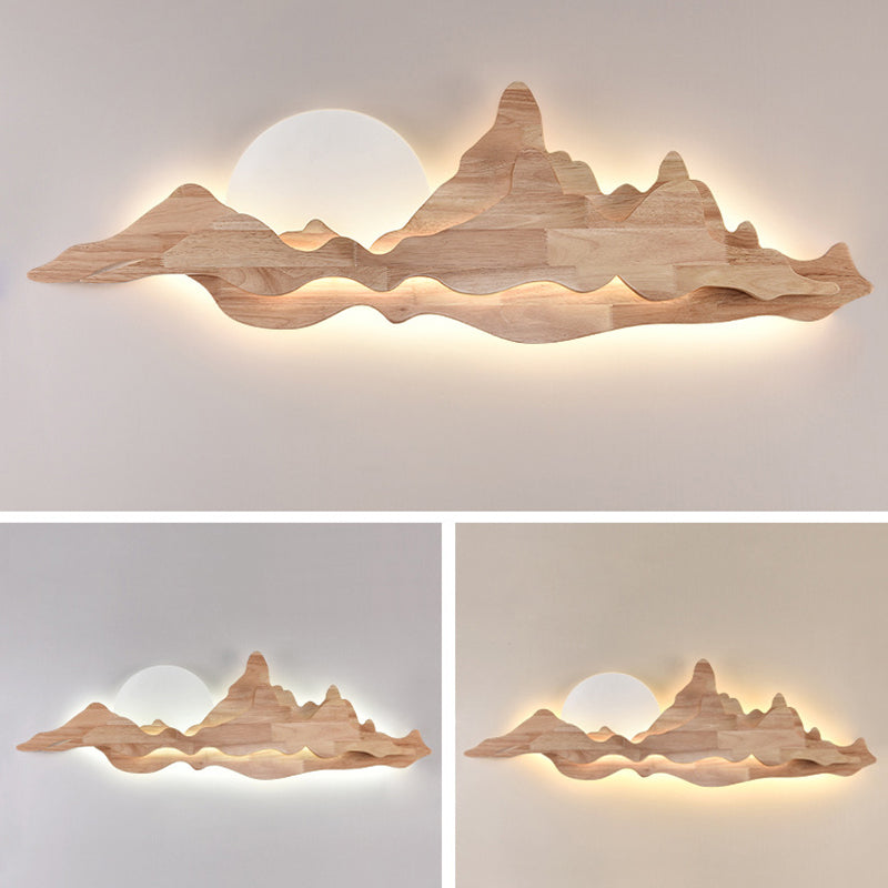 Wooden Wall Sconce Modern Style LED Wall Mount Lamp with Acrylic Shade for Bedroom