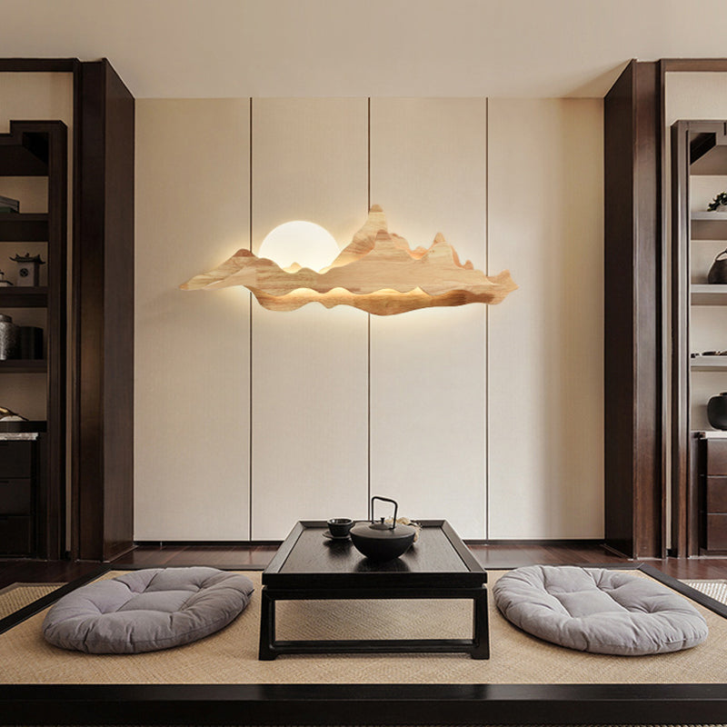 Wooden Wall Sconce Modern Style LED Wall Mount Lamp with Acrylic Shade for Bedroom