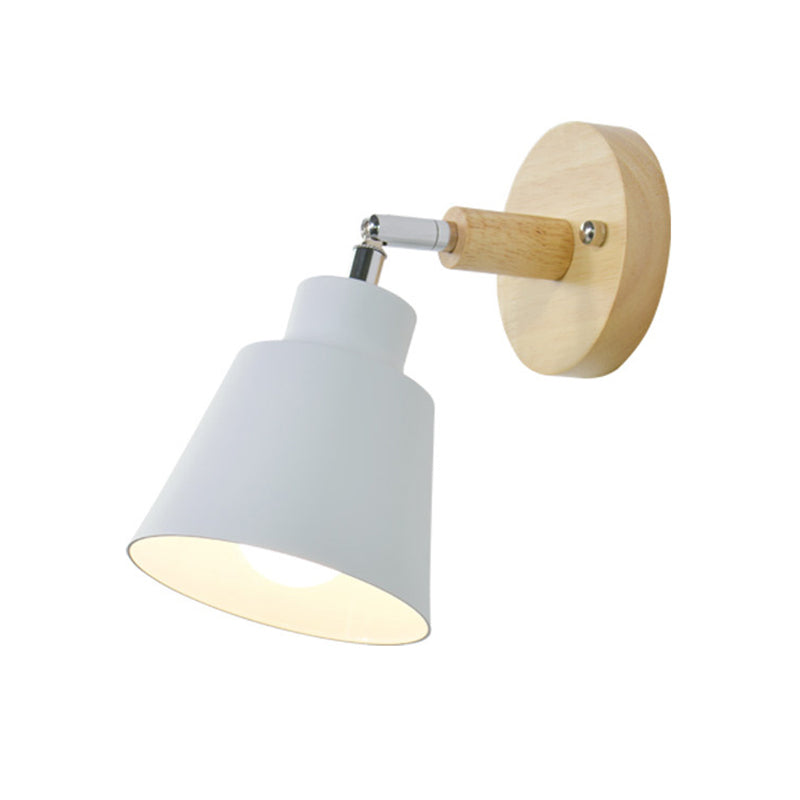 Macaron Style Wall Sconce 1-Light Wall Mount Lamp with Wood for Bedroom