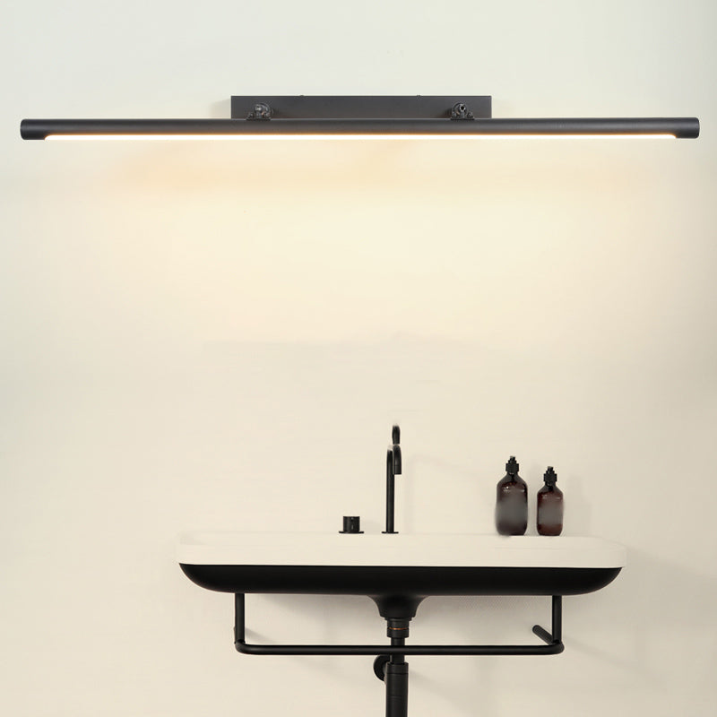 Linear Metal Wall Sconce Modern 1 Light Mirror Swing Arm Wall Mount Lighting in Black