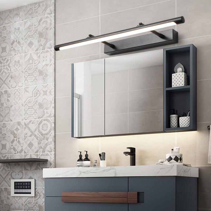 Linear Metal Wall Sconce Modern 1 Light Mirror Swing Arm Wall Mount Lighting in Black