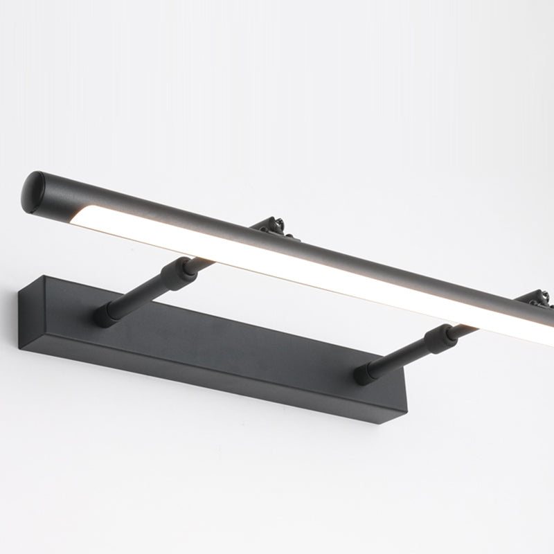 Linear Metal Wall Sconce Modern 1 Light Mirror Swing Arm Wall Mount Lighting in Black