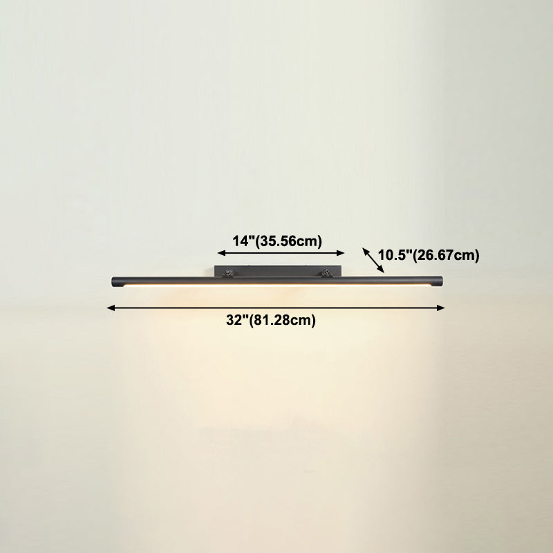 Linear Metal Wall Sconce Modern 1 Light Mirror Swing Arm Wall Mount Lighting in Black