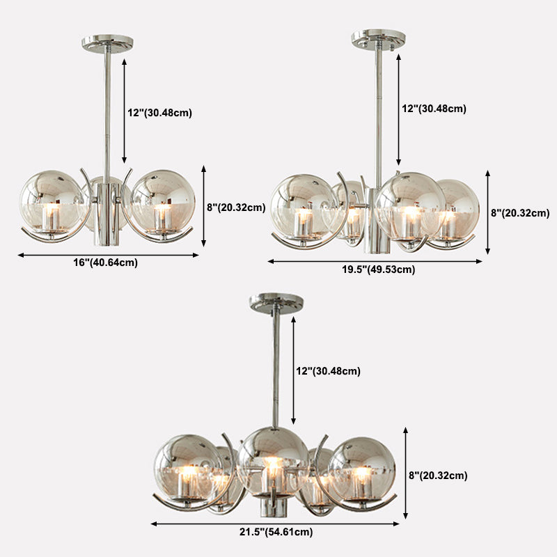 Postmodern Chandelier Light Fixtures Sliver Multi Head Hanging Chandelier for Bedroom