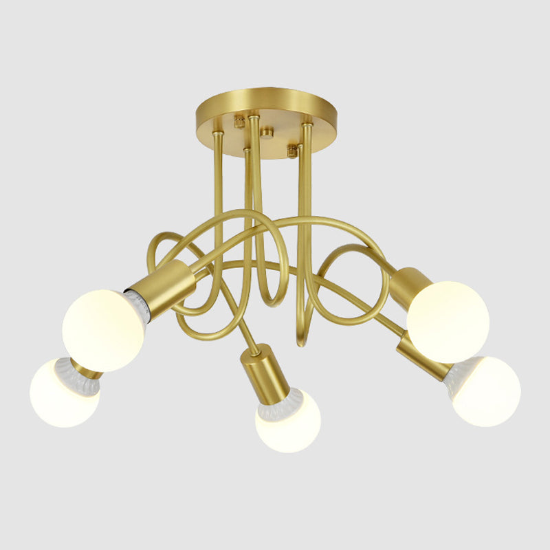 Postmodern Style Gold Chandelier Metal Pendant Lighting Fixtures for Bedroom