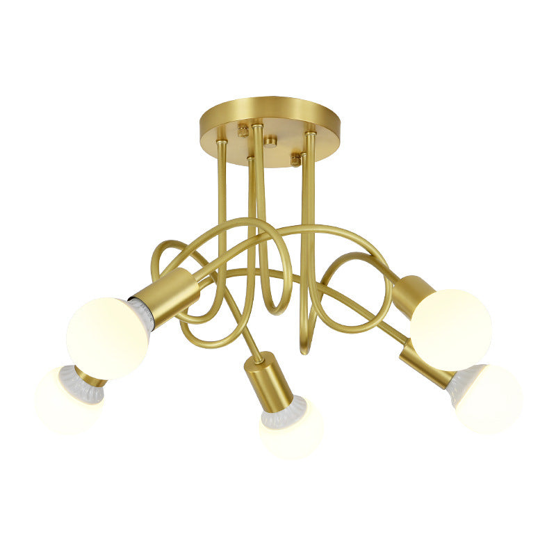 Postmodern Style Gold Chandelier Metal Pendant Lighting Fixtures for Bedroom