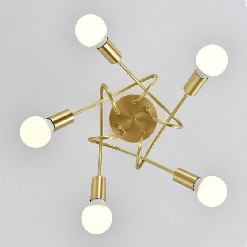 Postmodern Style Gold Chandelier Metal Pendant Lighting Fixtures for Bedroom