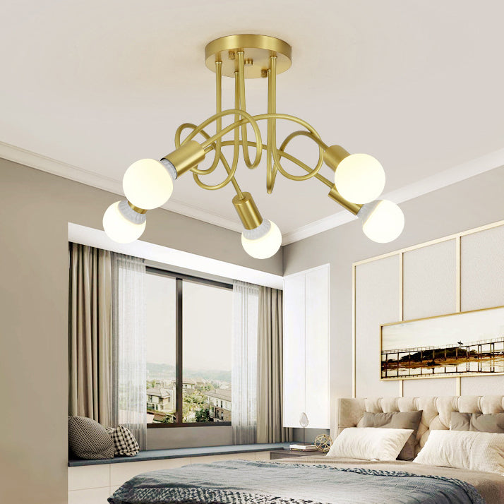 Postmodern Style Gold Chandelier Metal Pendant Lighting Fixtures for Bedroom