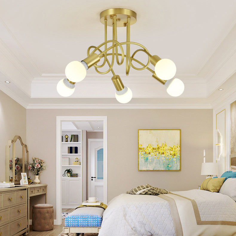 Postmodern Style Gold Chandelier Metal Pendant Lighting Fixtures for Bedroom