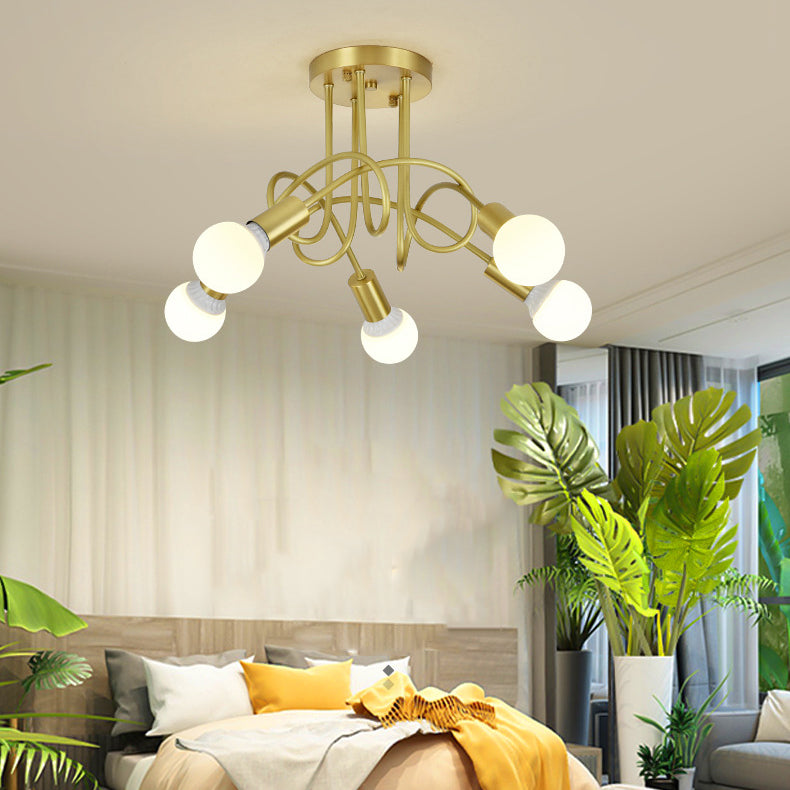 Postmodern Style Gold Chandelier Metal Pendant Lighting Fixtures for Bedroom