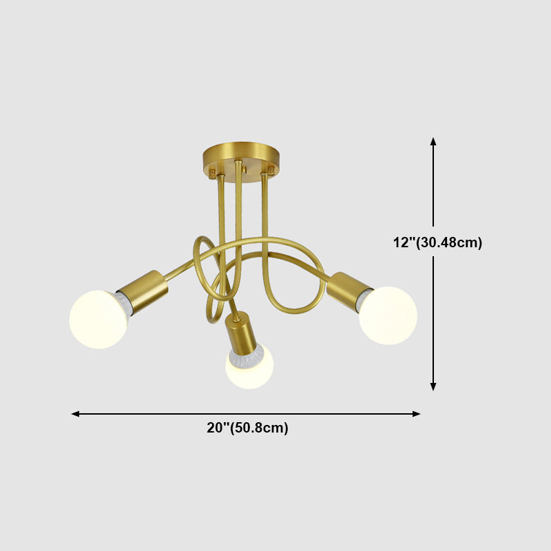 Postmodern Style Gold Chandelier Metal Pendant Lighting Fixtures for Bedroom