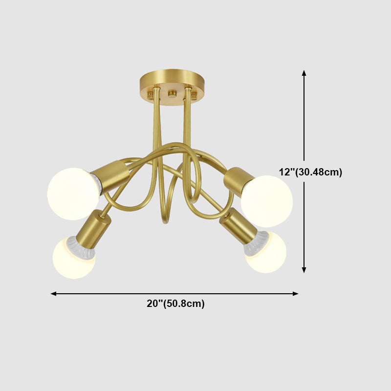 Postmodern Style Gold Chandelier Metal Pendant Lighting Fixtures for Bedroom