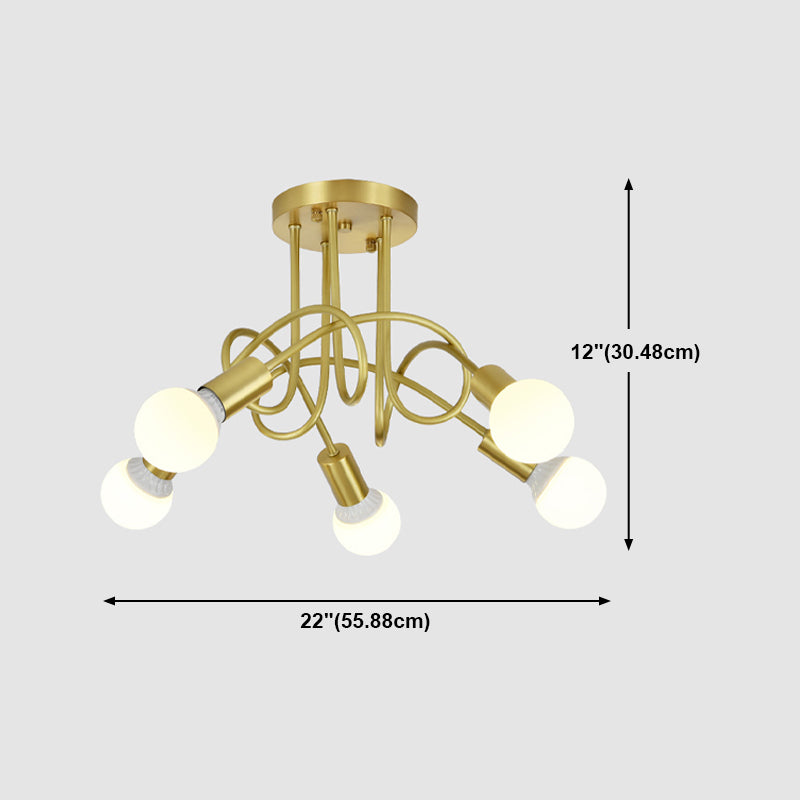 Postmodern Style Gold Chandelier Metal Pendant Lighting Fixtures for Bedroom