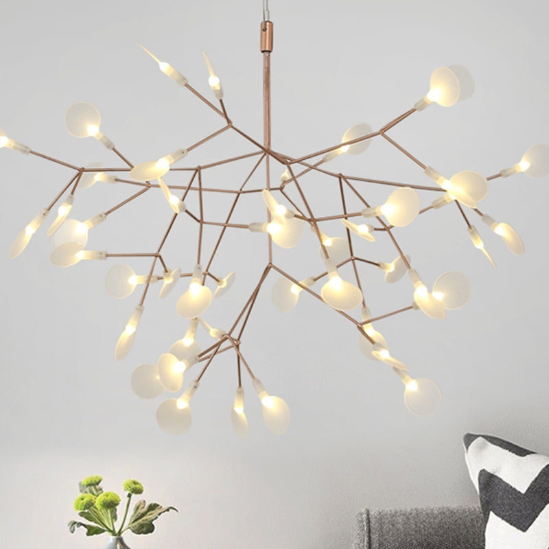 Modern Style Chandelier Multi Lights Decorative Firefly Pendant Lights in Rose Gold