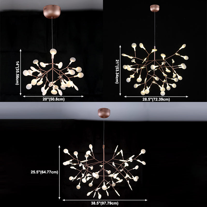 Modern Style Chandelier Multi Lights Decorative Firefly Pendant Lights in Rose Gold