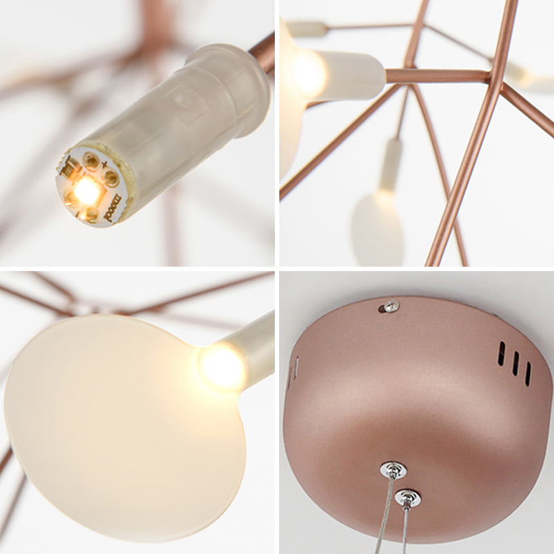 Modern Style Chandelier Multi Lights Decorative Firefly Pendant Lights in Rose Gold