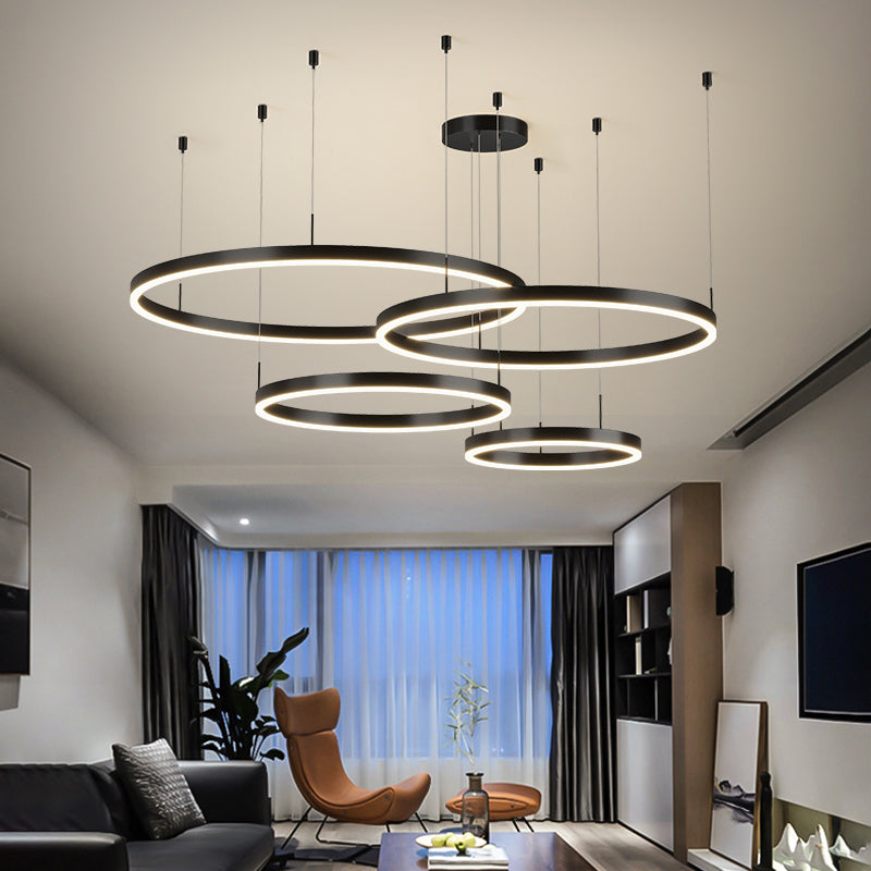 Multi-Tier Shape Chandelier Lights Modern Metal Chandelier Lighting Fixtures in Black