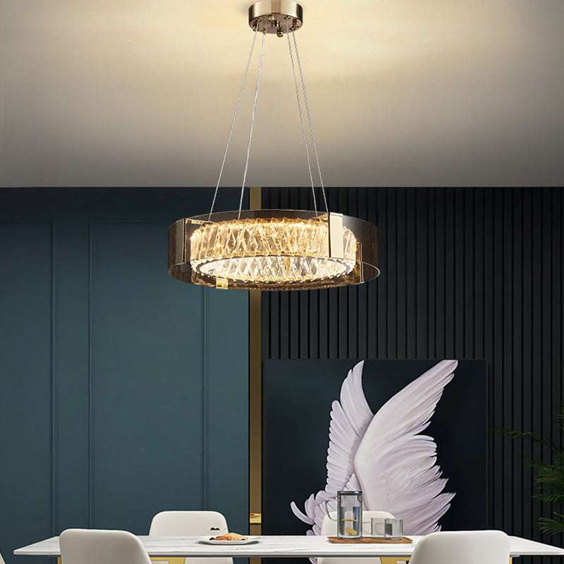 Postmodern Style Circle Chandelier Crystal Gold LED Chandelier Pendant for Dining Room