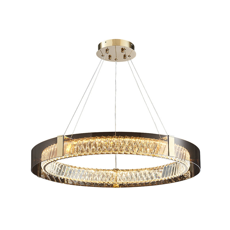 Postmodern Style Circle Chandelier Crystal Gold LED Chandelier Pendant for Dining Room