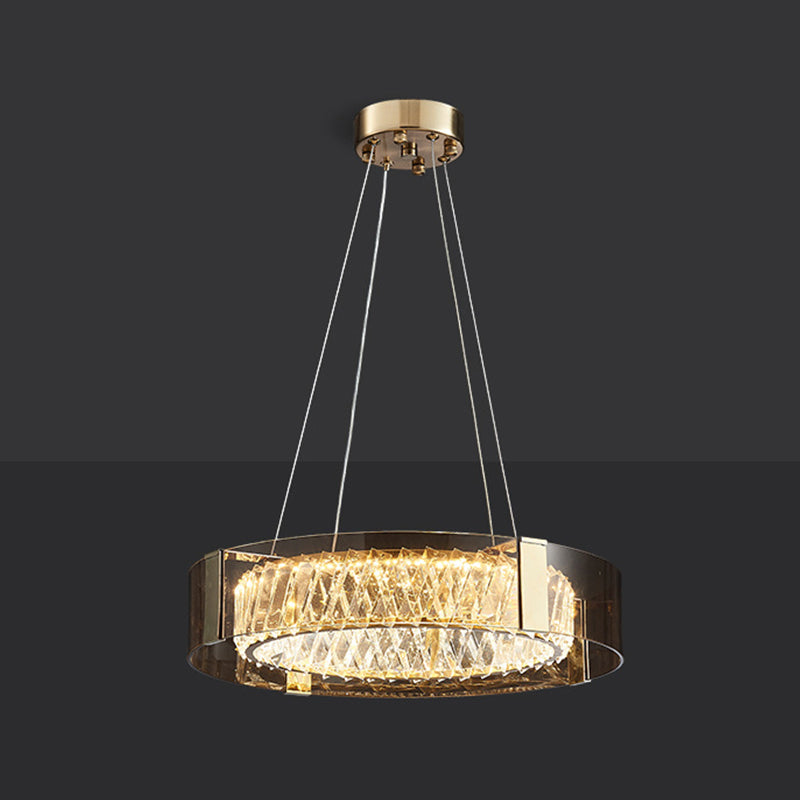 Postmodern Style Circle Chandelier Crystal Gold LED Chandelier Pendant for Dining Room