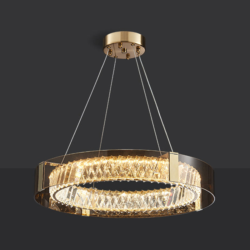 Postmodern Style Circle Chandelier Crystal Gold LED Chandelier Pendant for Dining Room