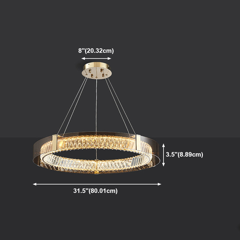 Postmodern Style Circle Chandelier Crystal Gold LED Chandelier Pendant for Dining Room