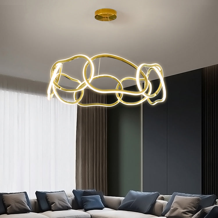 Nordic Circle Shape Chandelier Gold LED Chandelier Pendant for Dining Room