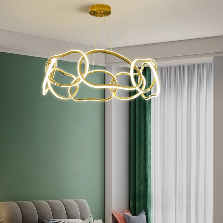 Nordic Circle Shape Chandelier Gold LED Chandelier Pendant for Dining Room