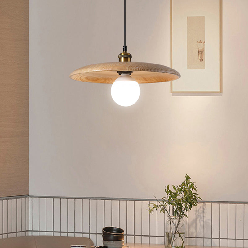 Modern Style Pot Cover Hanging Light Wood Hanging Lamp for Bedroom