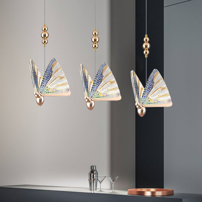 Butterfly Hanging Light Fixture Modern Style Pendant Lamp with Acrylic Shade for Bedroom