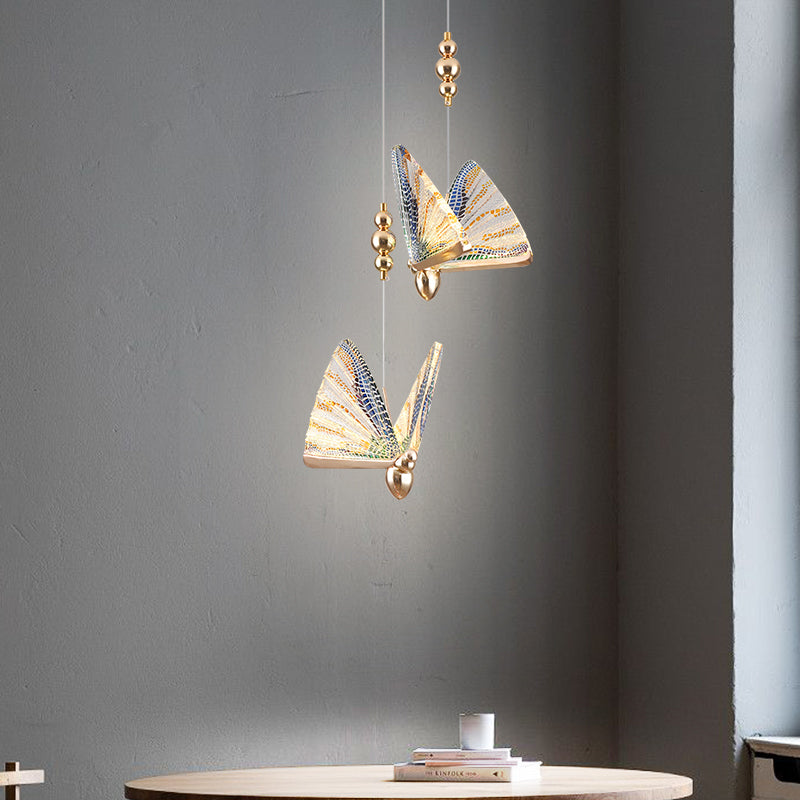 Butterfly Hanging Light Fixture Modern Style Pendant Lamp with Acrylic Shade for Bedroom