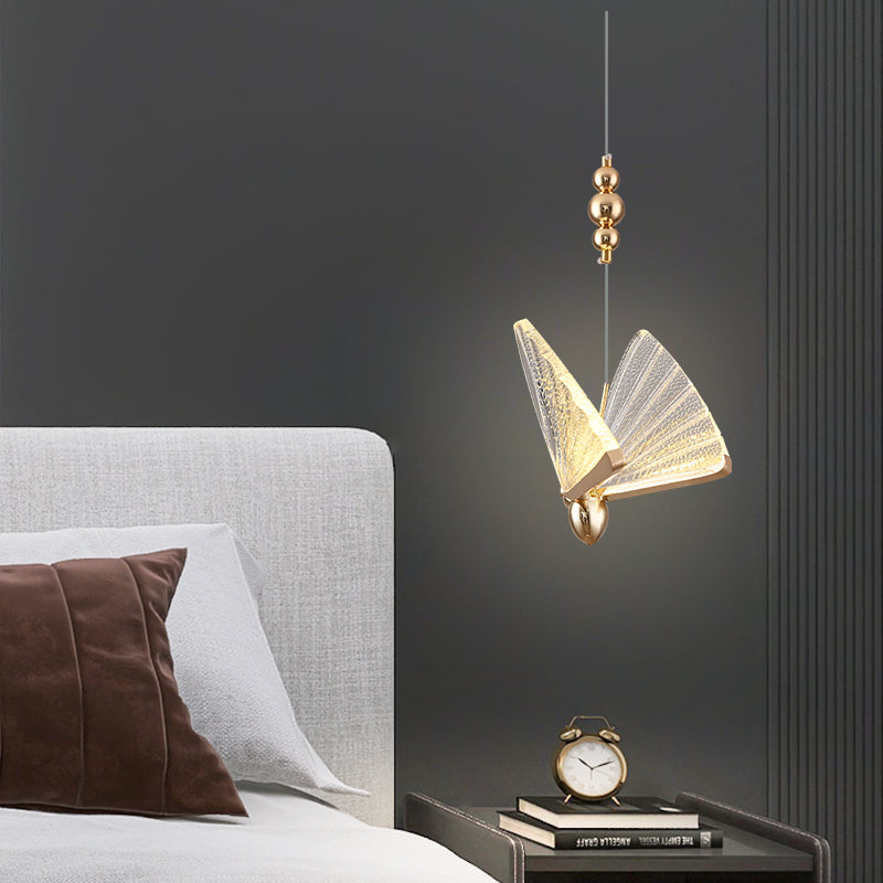 Butterfly Hanging Light Fixture Modern Style Pendant Lamp with Acrylic Shade for Bedroom